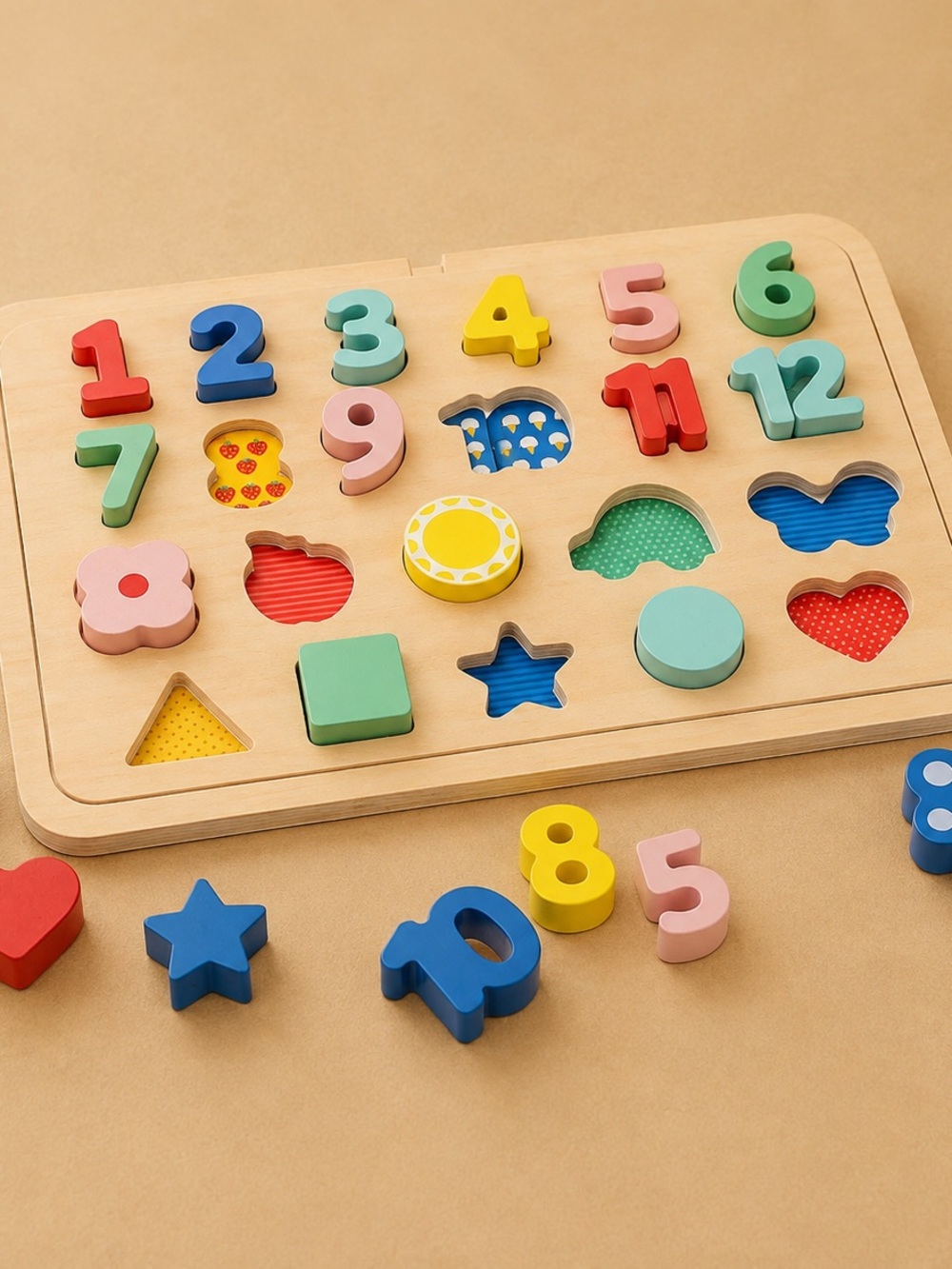 NWT PETIT COLLAGE
Wooden Tray Puzzle: Numbers, Shapes & Colors - Picture 10 of 11